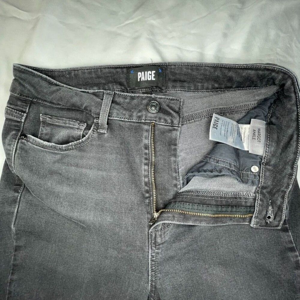 PAIGE Jeans Sz 28 Women's Margot Ankle Black Wash Comfort Stretch Spandex Pants - Picture 9 of 14
